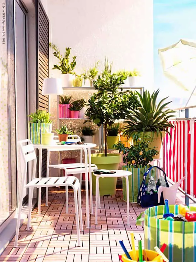 Unique Apartment Balconies Garden Design for Simple Design