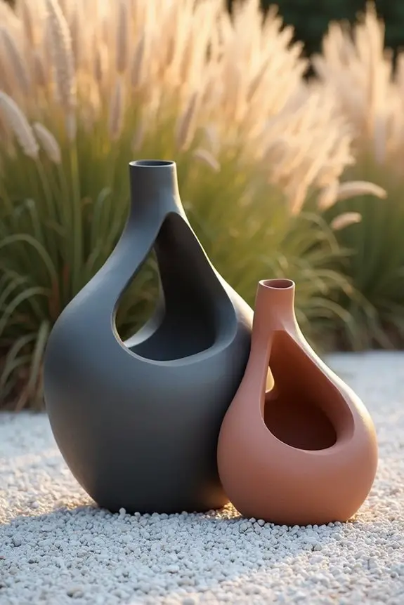 abstract clay garden sculptures