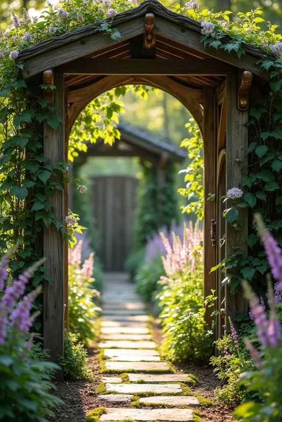 rustic wooden copper archways