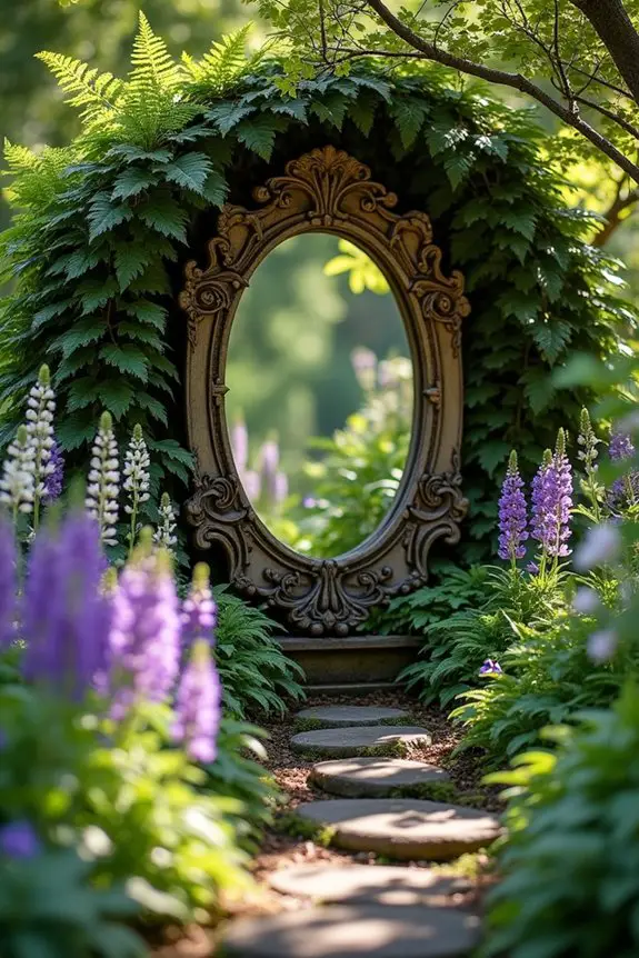 whimsical garden mirror reflections