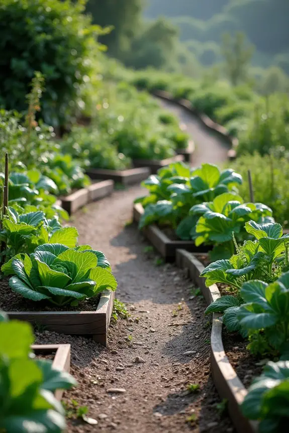 gentle zigzagging garden pathways