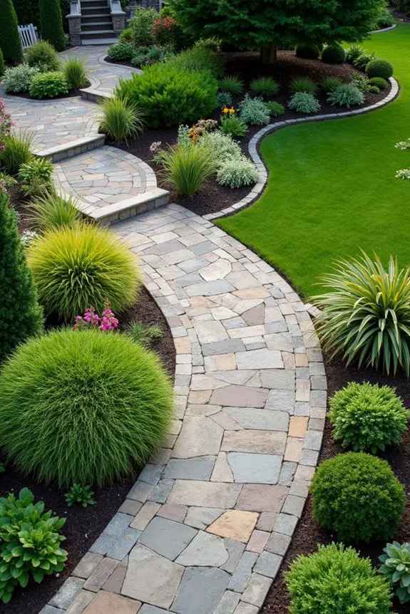 curved pathways enhance outdoor charm
