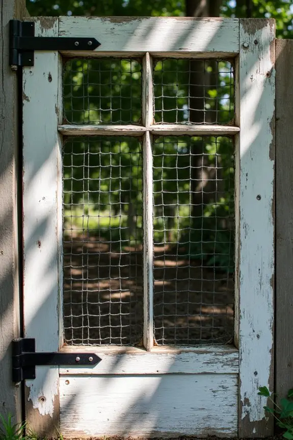 salvaged window frame gate