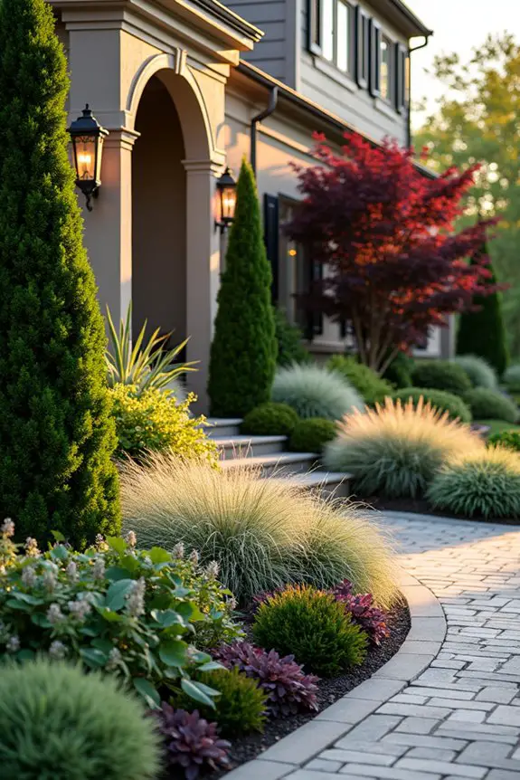 layered foundation plantings design