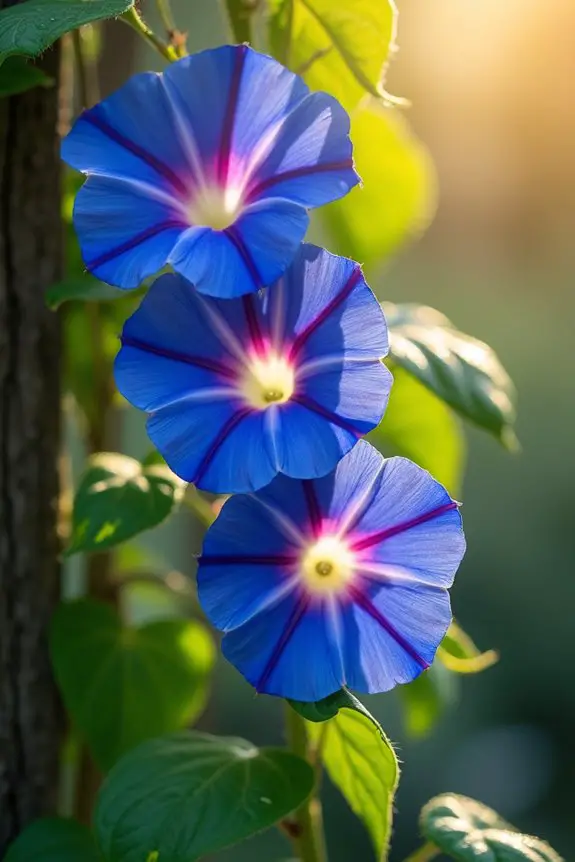 morning glories vibrant blooms