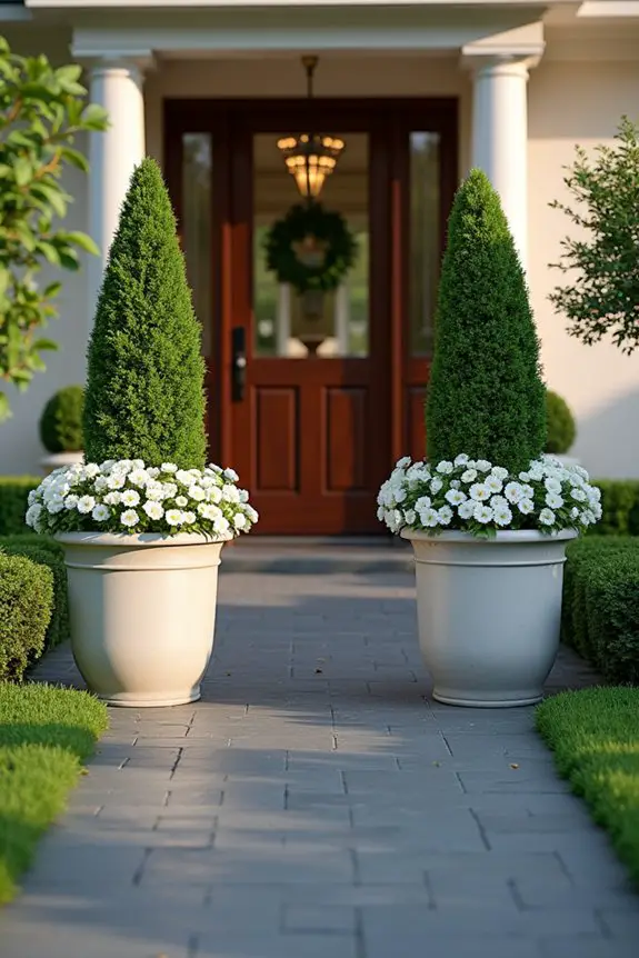 symmetrical container garden elegance