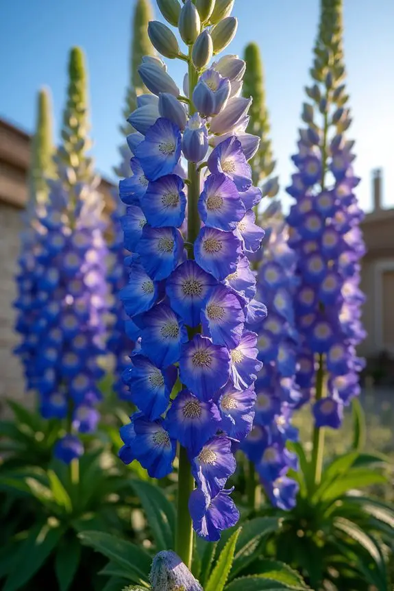 towering blue summer blooms