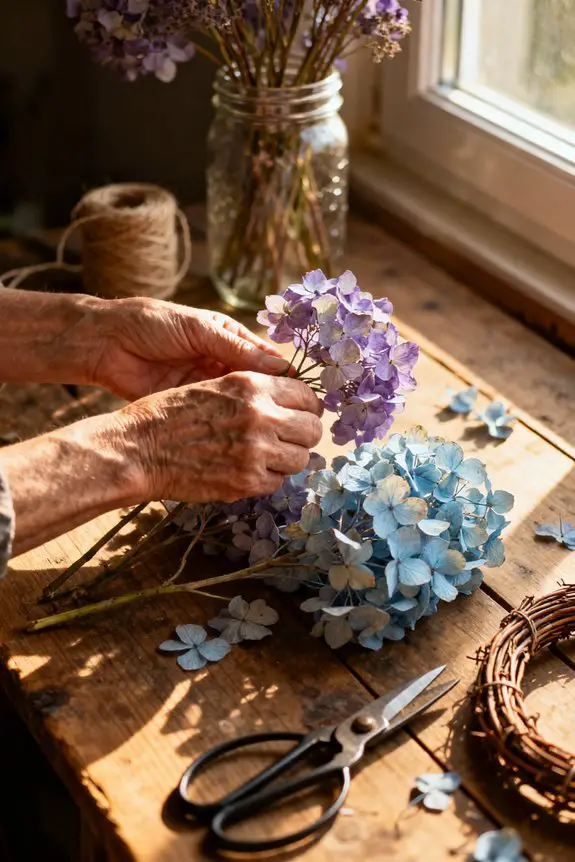 dried hydrangea wreath decor