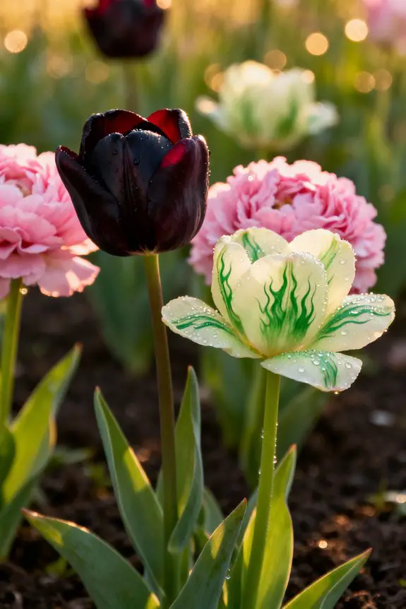 elegant spring blooming tulips