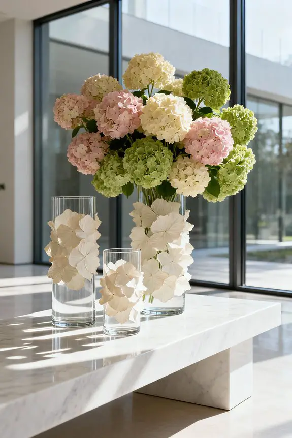 modern elegance through hydrangeas