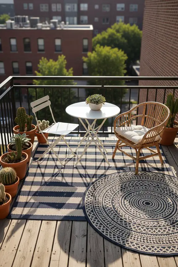 outdoor rugs define spaces