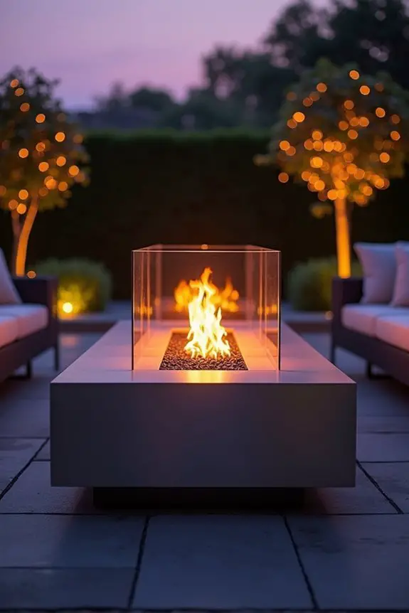 sleek modern fire table