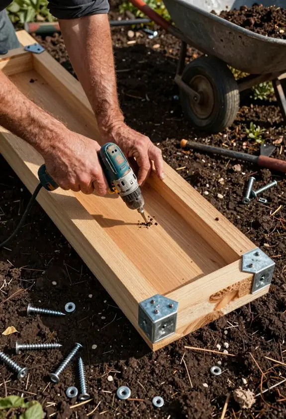 constructing elevated planting boxes