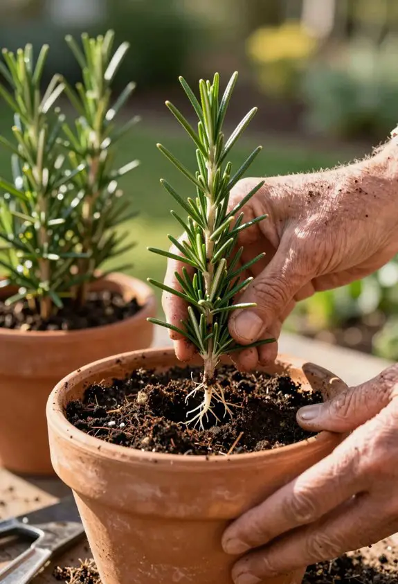 transplant rosemary rooted cuttings